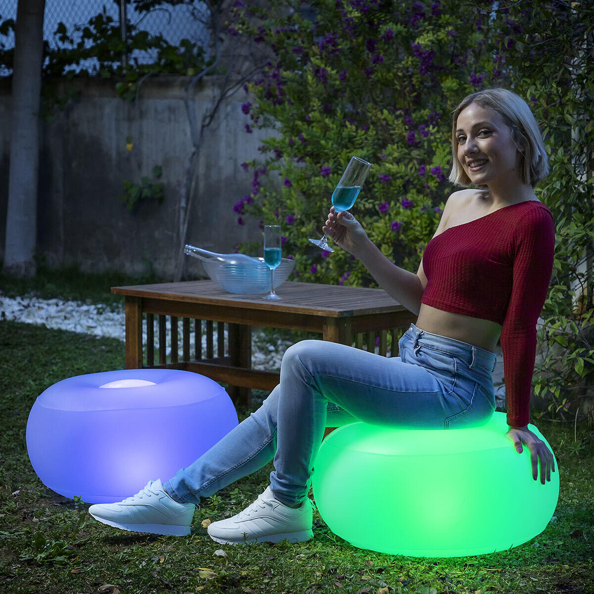 Asiento Hinchable con LED Multicolor y Mando a Distancia Pulight