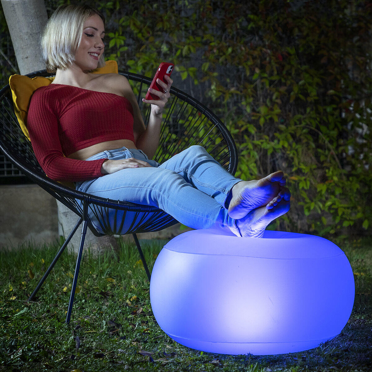 Asiento Hinchable con LED Multicolor y Mando a Distancia Pulight