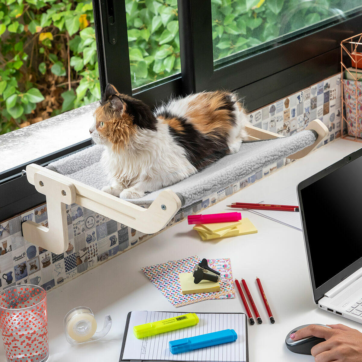 La hamaca colgante perfecta: cómoda, segura y adaptable para el descanso y juego de tu gato