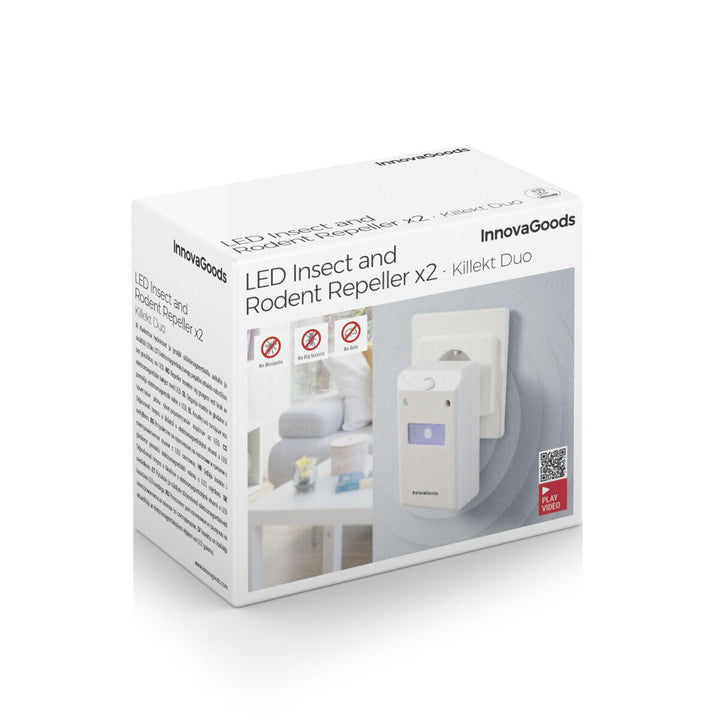 Repelente Ultrasónico de Plagas con LED Killekt Duo 2 Unidades
