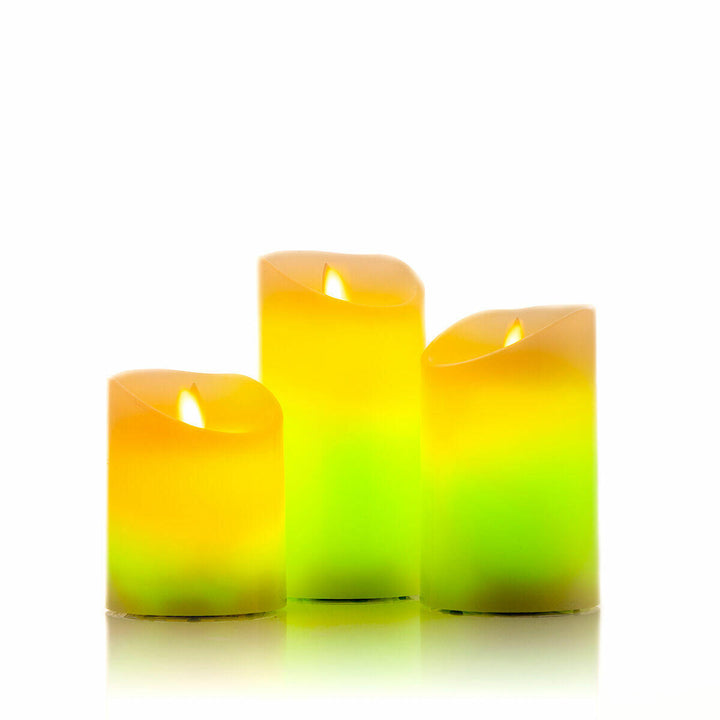 Velas LED Multicolor Efecto Llama con Mando Lendles 3 Unidades