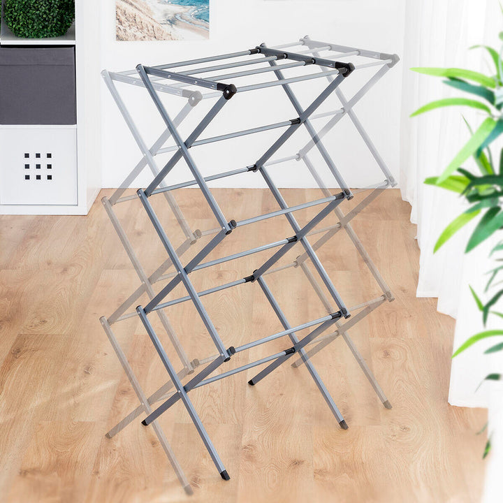 Tendedero Metálico Plegable y Extensible con 3 Alturas 11 barras