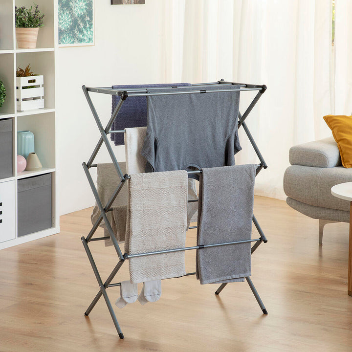 Tendedero Metálico Plegable y Extensible con 3 Alturas 11 barras