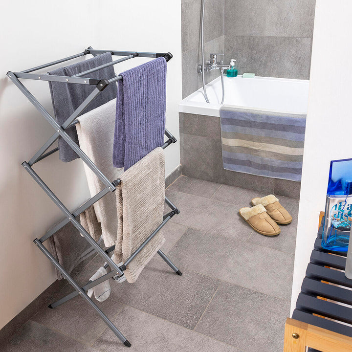 Tendedero Metálico Plegable y Extensible con 3 Alturas 11 barras